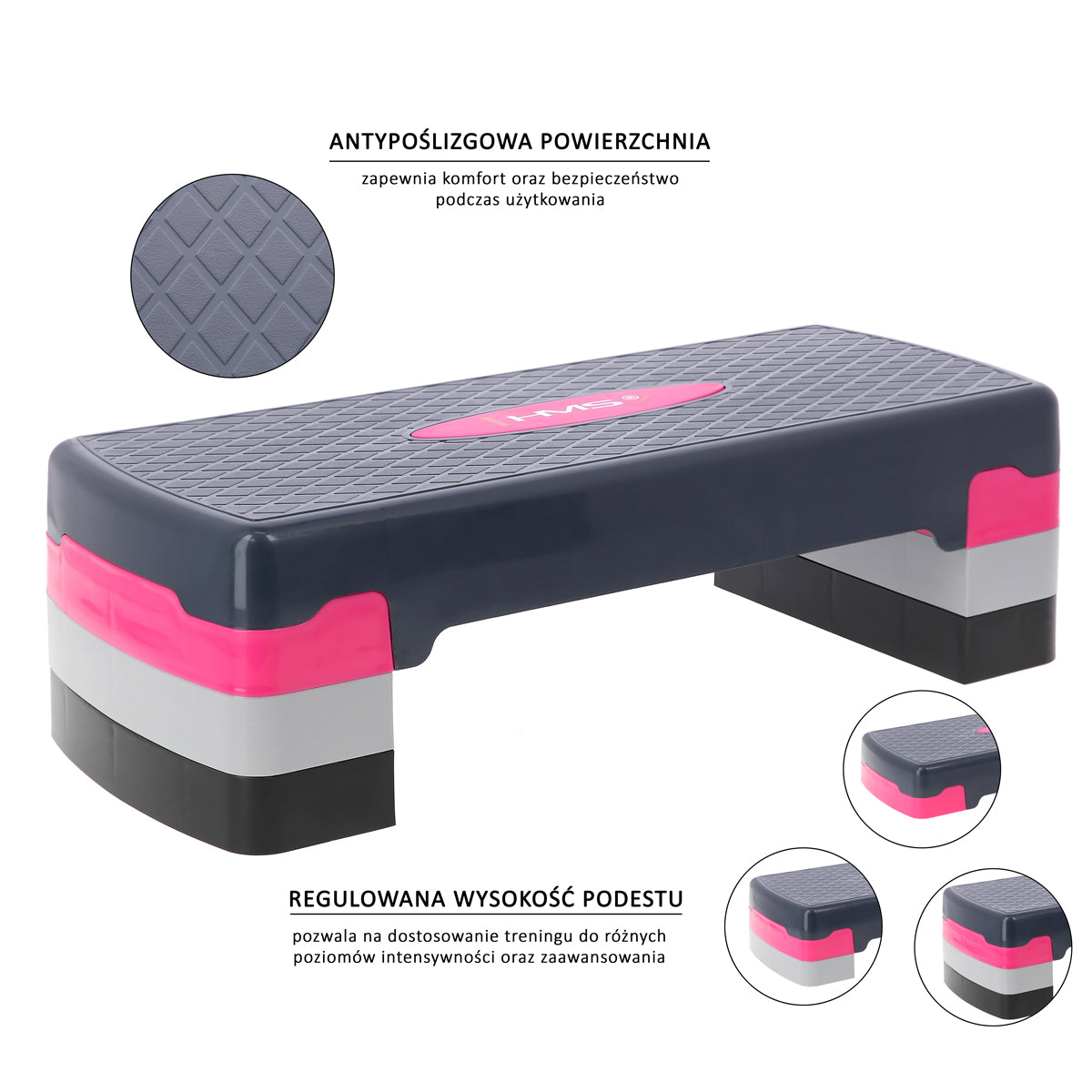 Pink/grey step do aerobiku AS002 Hms