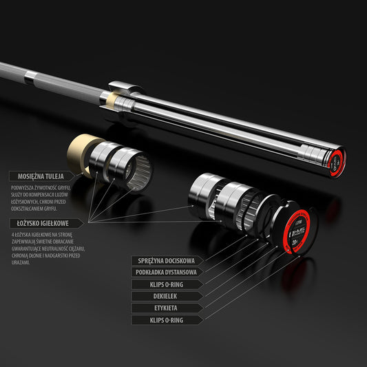 + zacisk zg1000 red gryf olimpijski 20kg 2200mm GO700 Hms Premium