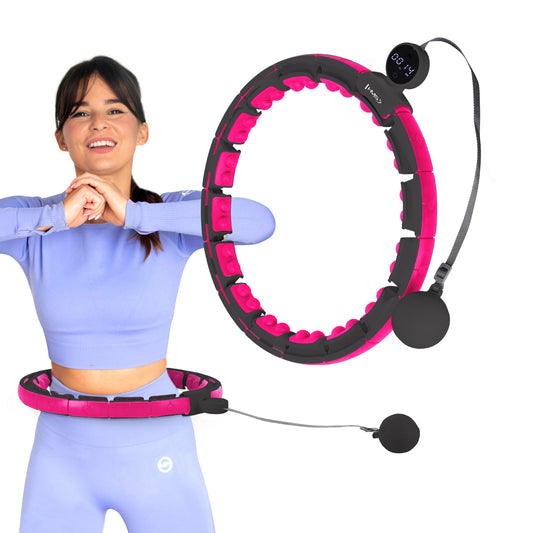 Hula hop black/pink z magnesami i obciążnikiem + licznik HHM16 Hms