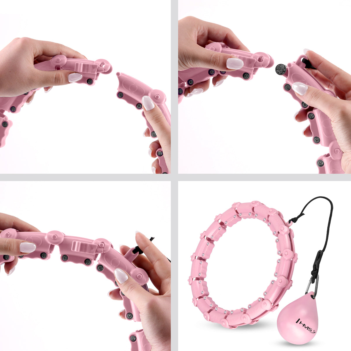 Plus size hula hop light pink z wypustkami i obciążnikiem HHW11 Hms