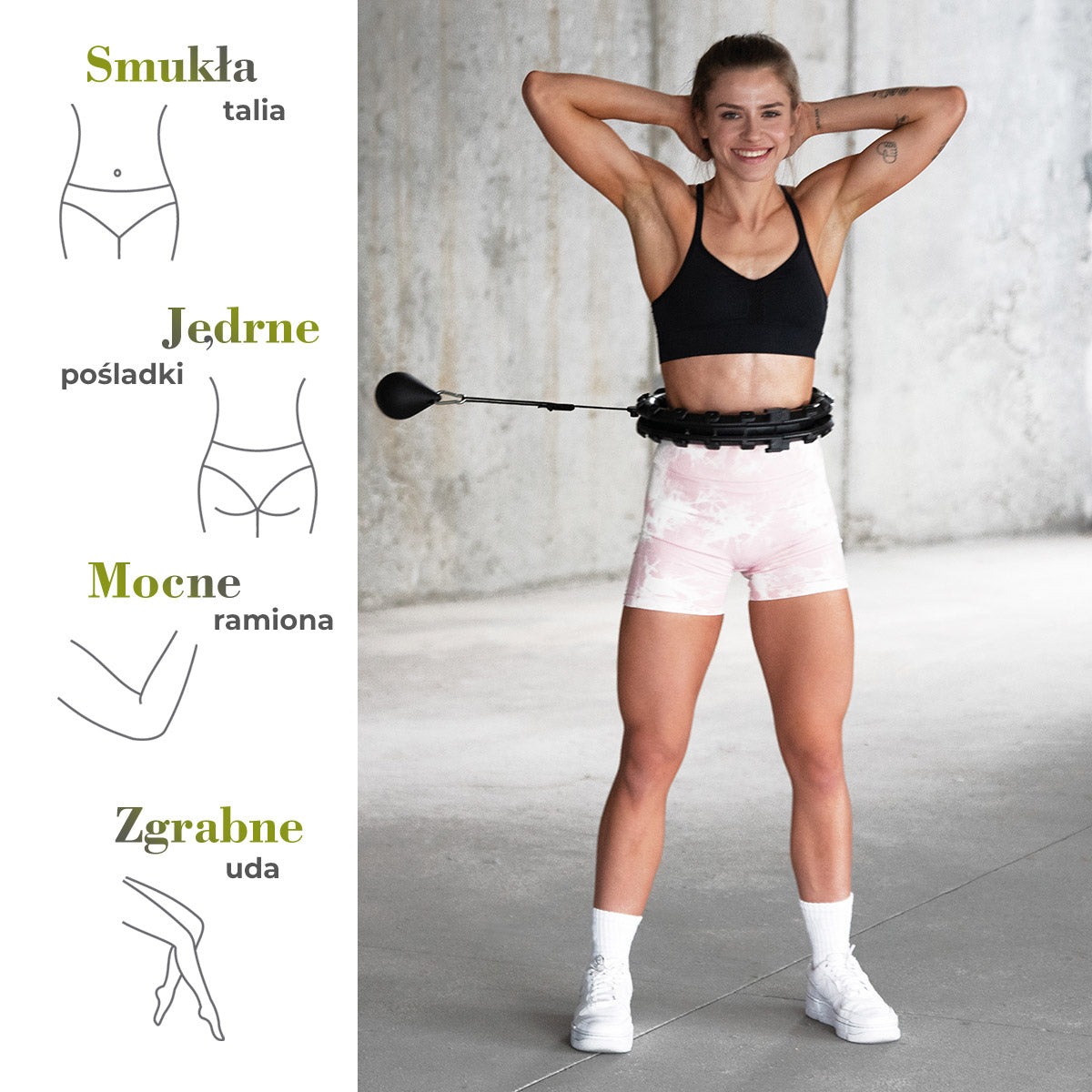 Plus size hula hop black z wypustkami i obciążnikiem HHW12 Hms