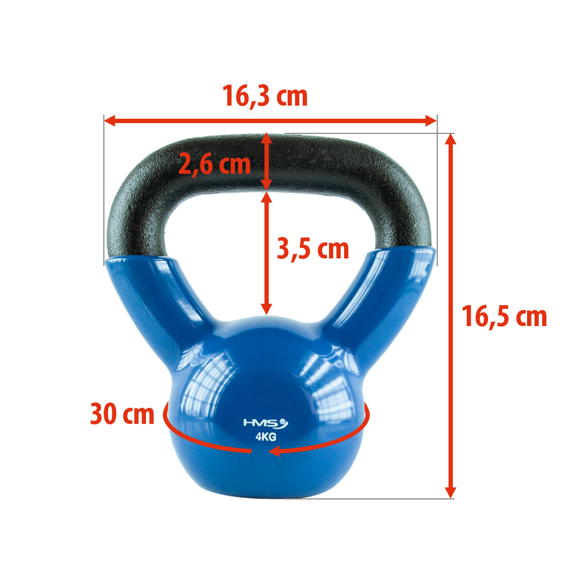 Blue kettlebell żeliwny pokryty winylem KNV04 Hms