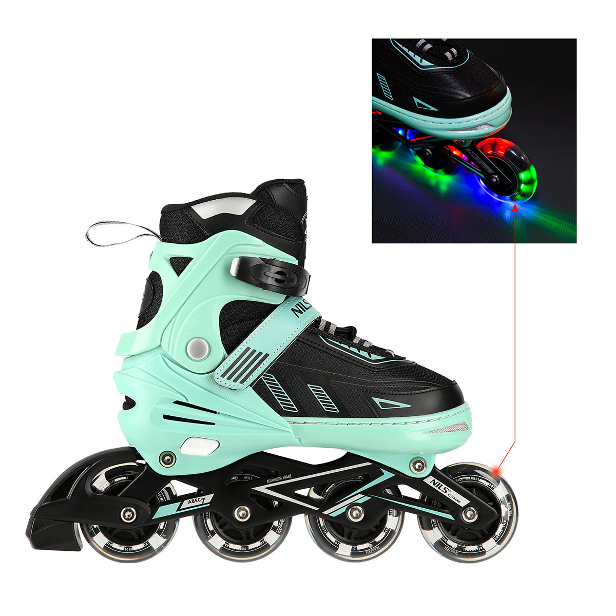 Miętowe led rozm. l(39-42) łyżworolki NA11230A Nils Extreme