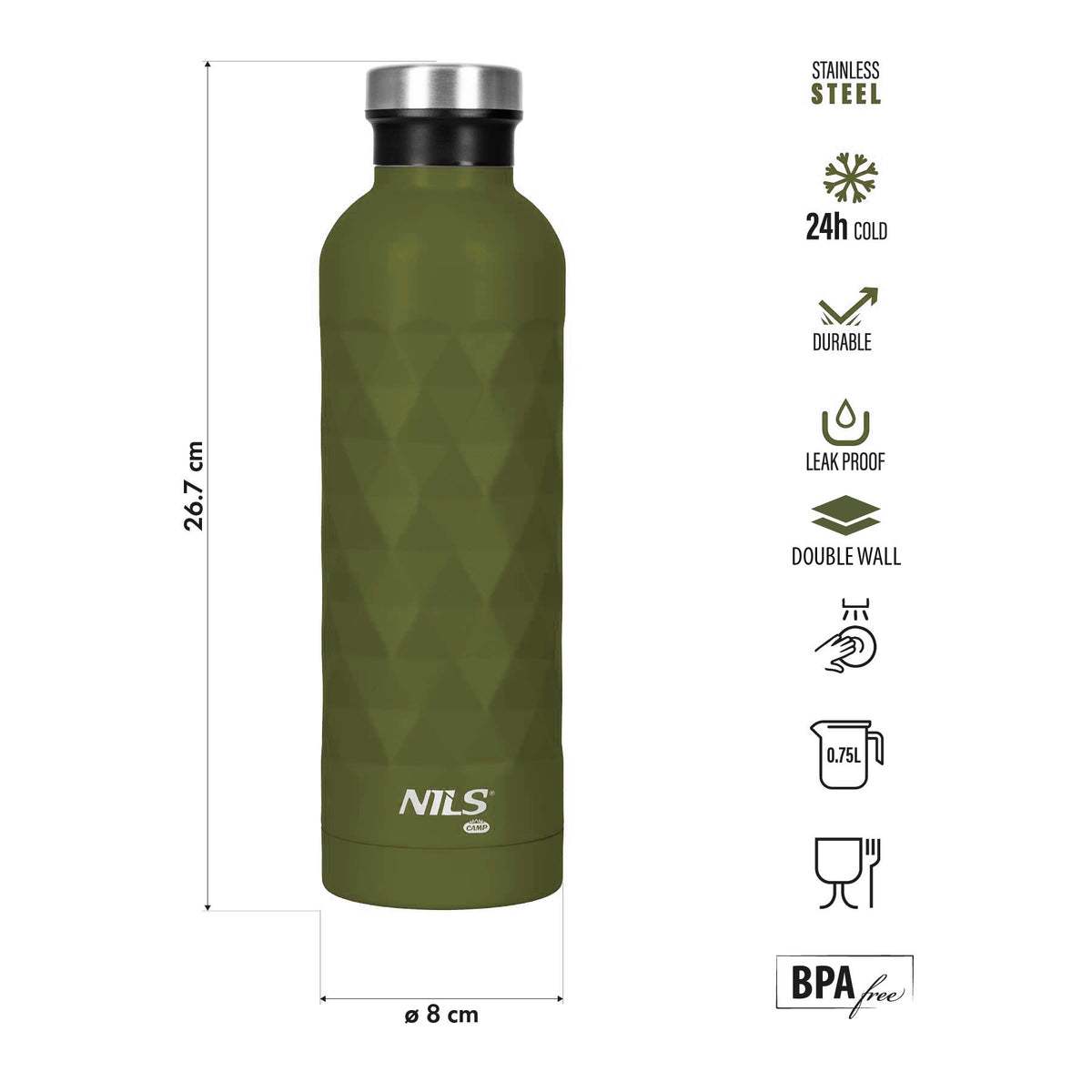 Butelka turystyczna 750ml zielona NC3805 Nils Camp