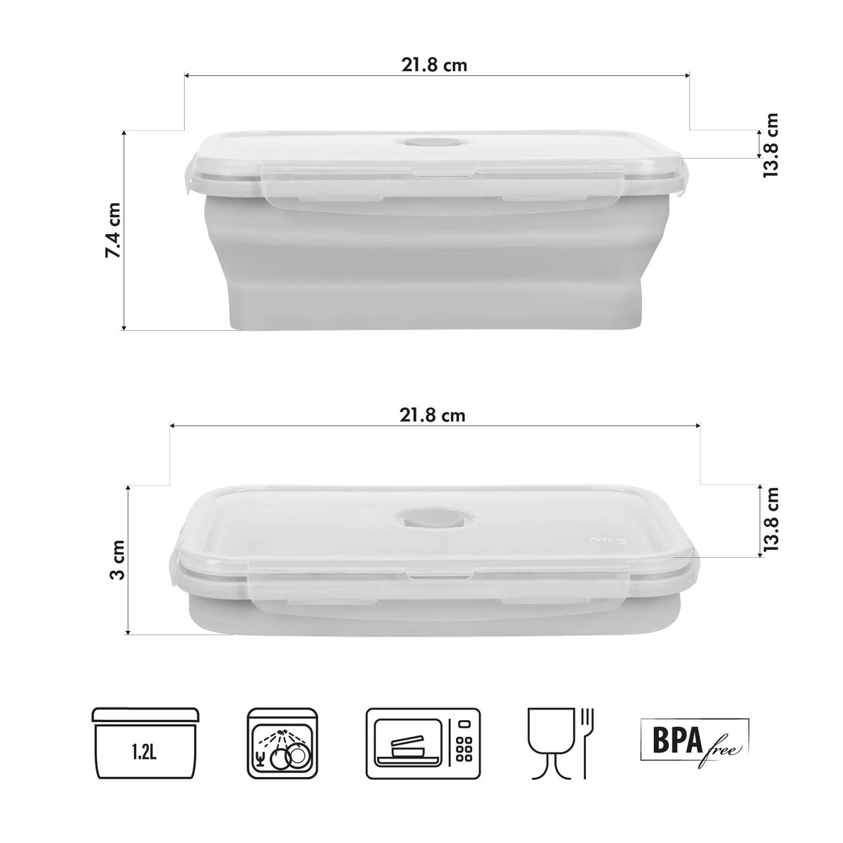 Pojemnik/lunch box składany szary 1200ml NC4105 Nils Camp