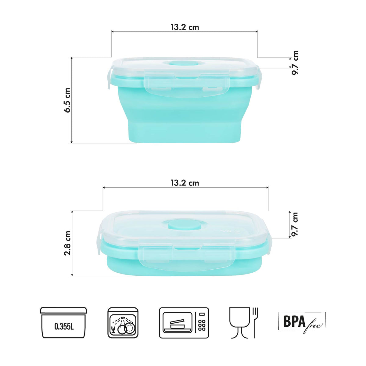 Pojemnik/lunch box składany miętowy 355ml NC4105 Nils Camp