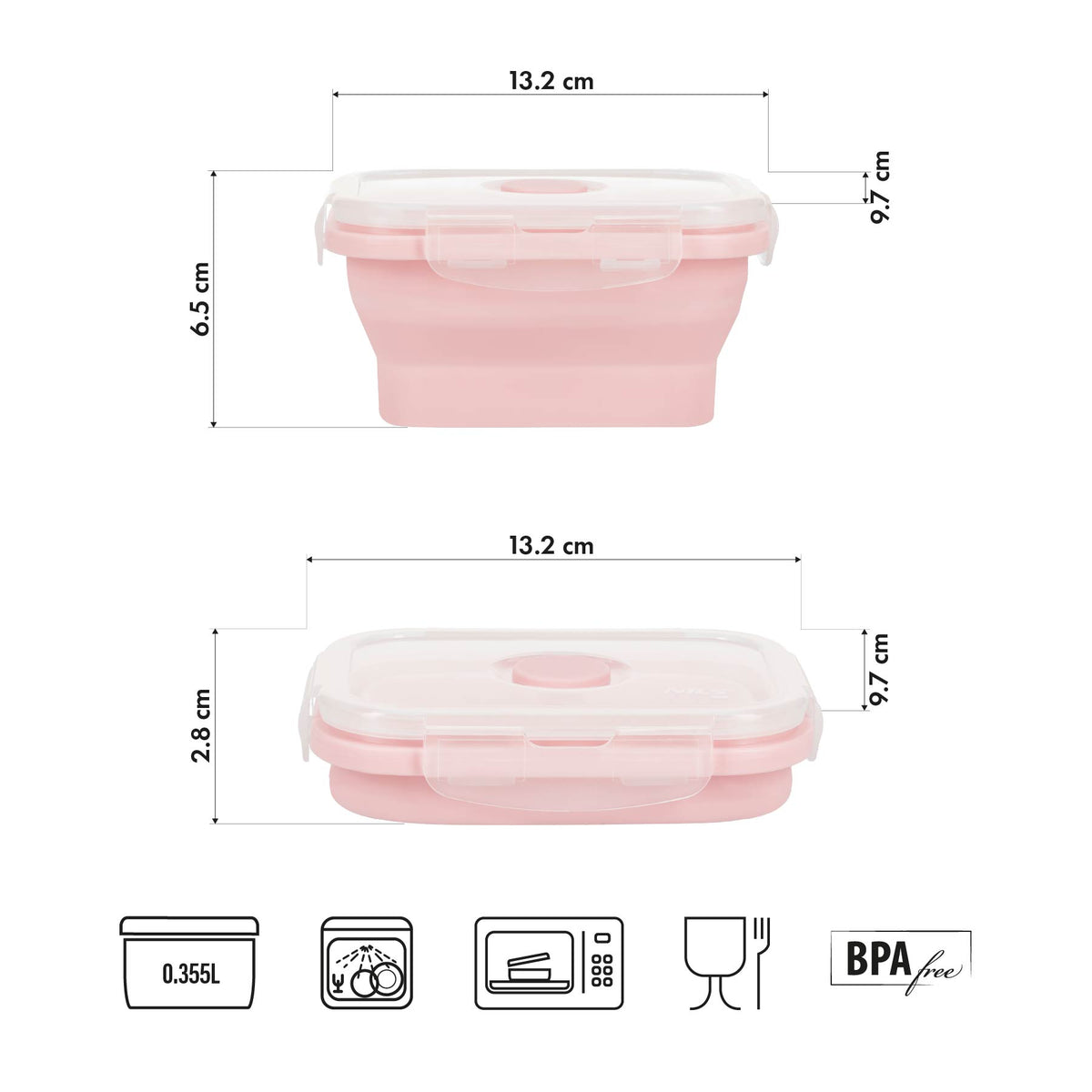 Pojemnik/lunch box składany różowy 355ml NC4105 Nils Camp