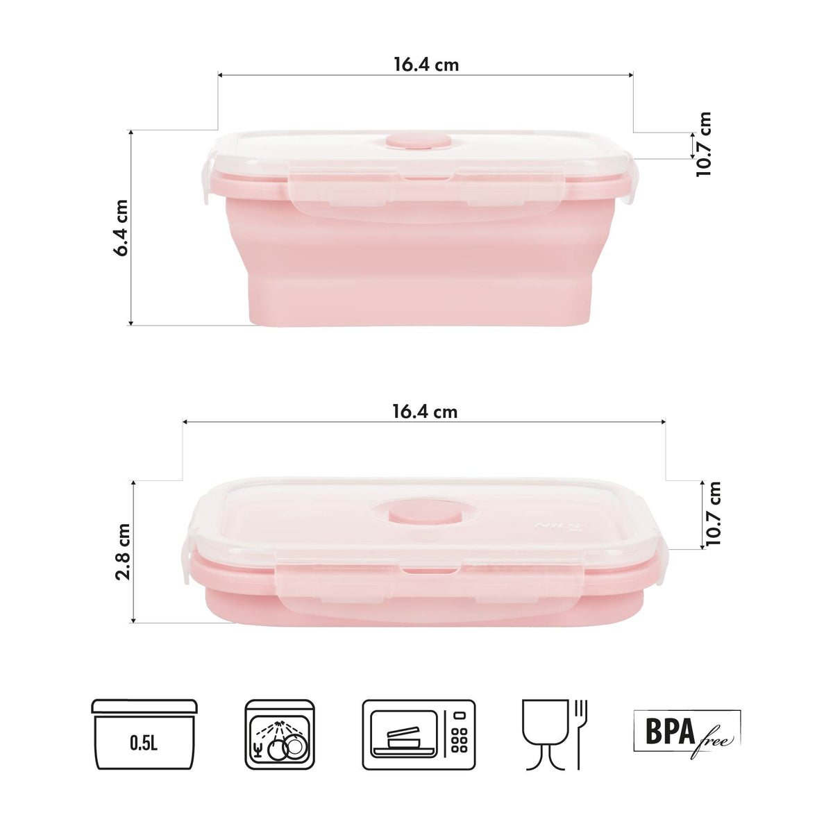 Pojemnik/lunch box składany różowy 500ml NC4105 Nils Camp