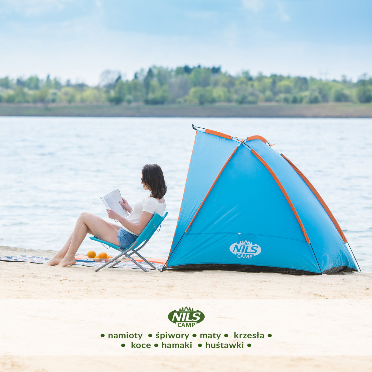 Niebieski namiot plażowy 260x120x120 cm NC8030 Nils