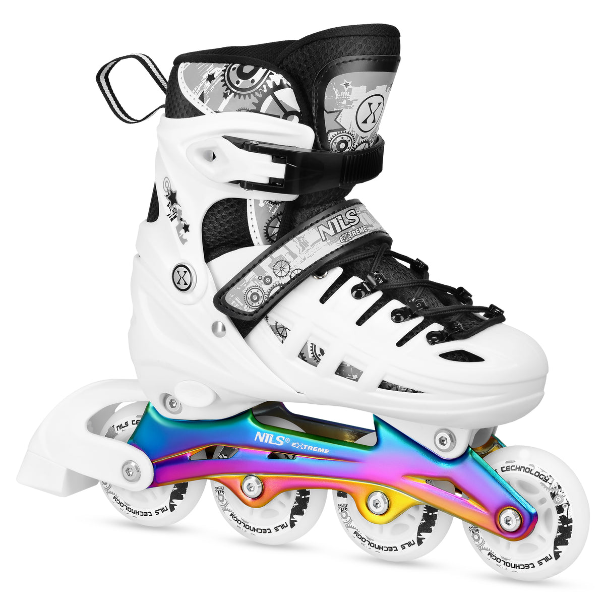 4w1 łyżworolki led białe z wym. płozą hokejową rainbow rozm. m(35-38) NH10905 Nils Extreme