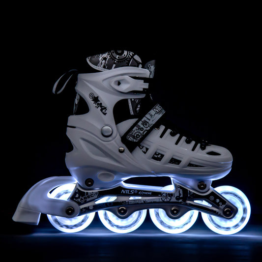 4w1 białe led rozm. l(39-42) łyżworolki z wym. płozą hokejową NH10905 Nils Extreme