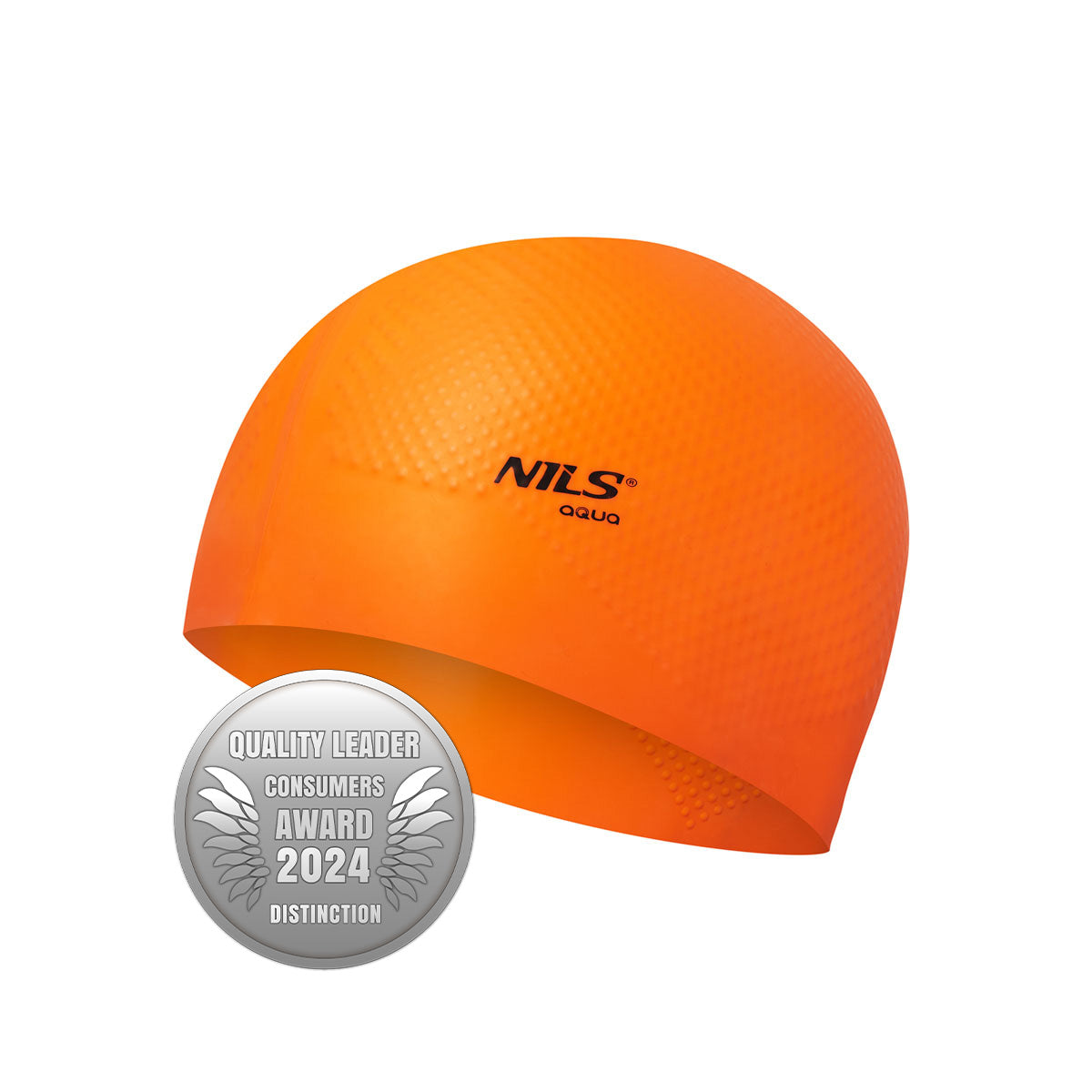 Nqc jednokolorowy pomarańczowy czepek silikonowy dots Nils Aqua