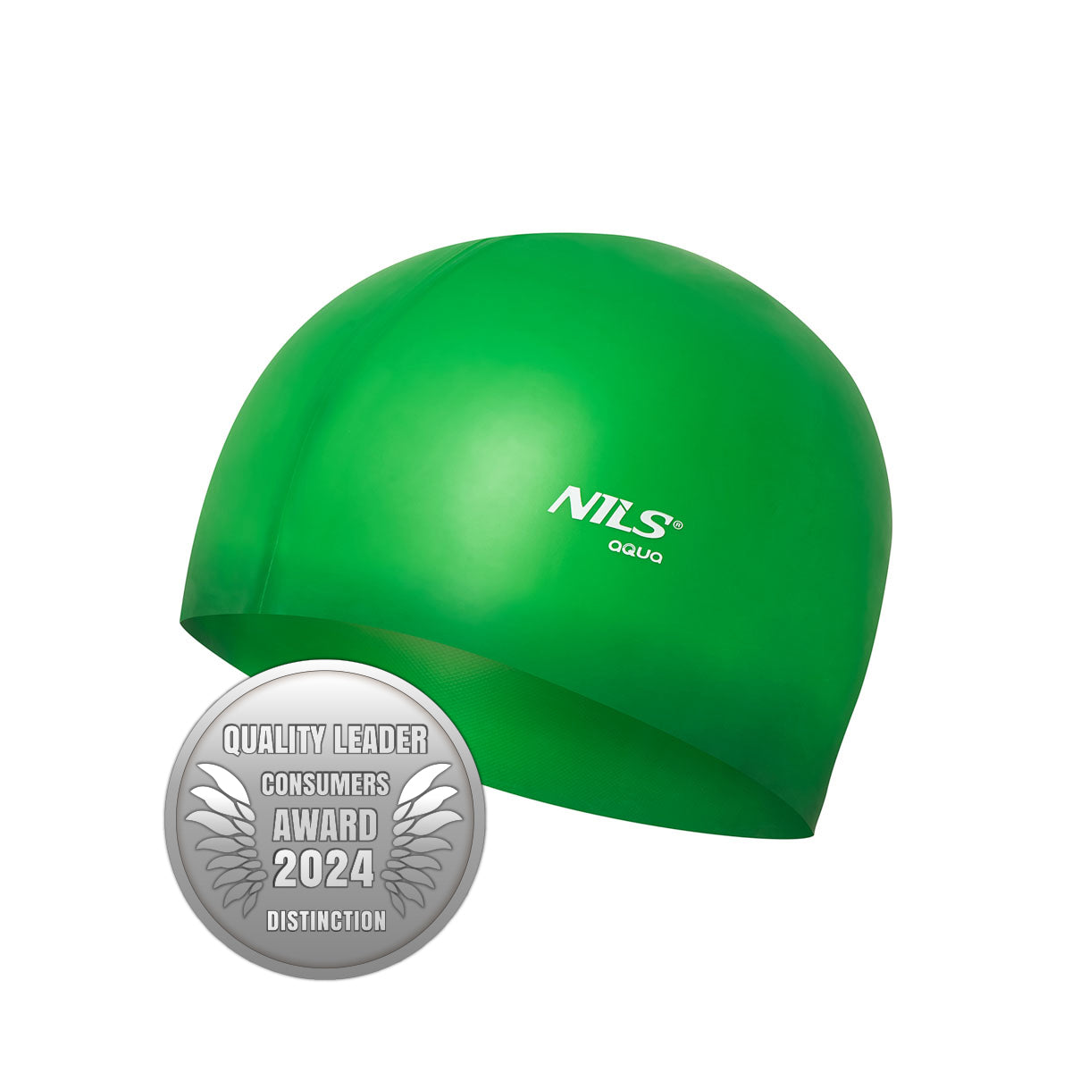 Nqc jednokolorowy gr02 zielony czepek silikonowy Nils Aqua