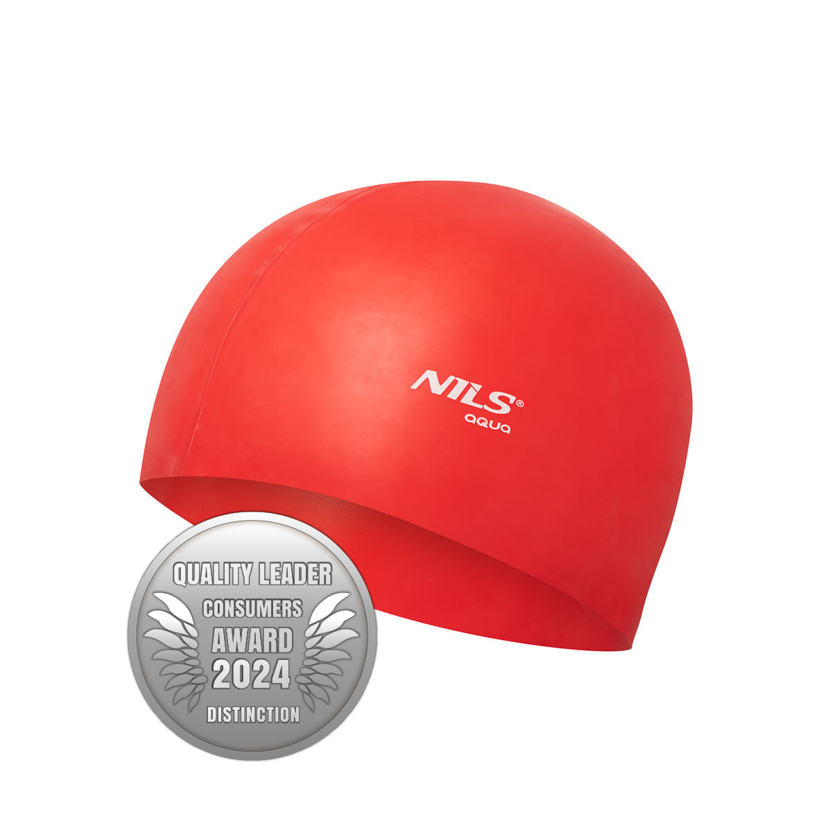 Nqc jednokolorowy rd01 czerwony czepek silikonowy Nils Aqua