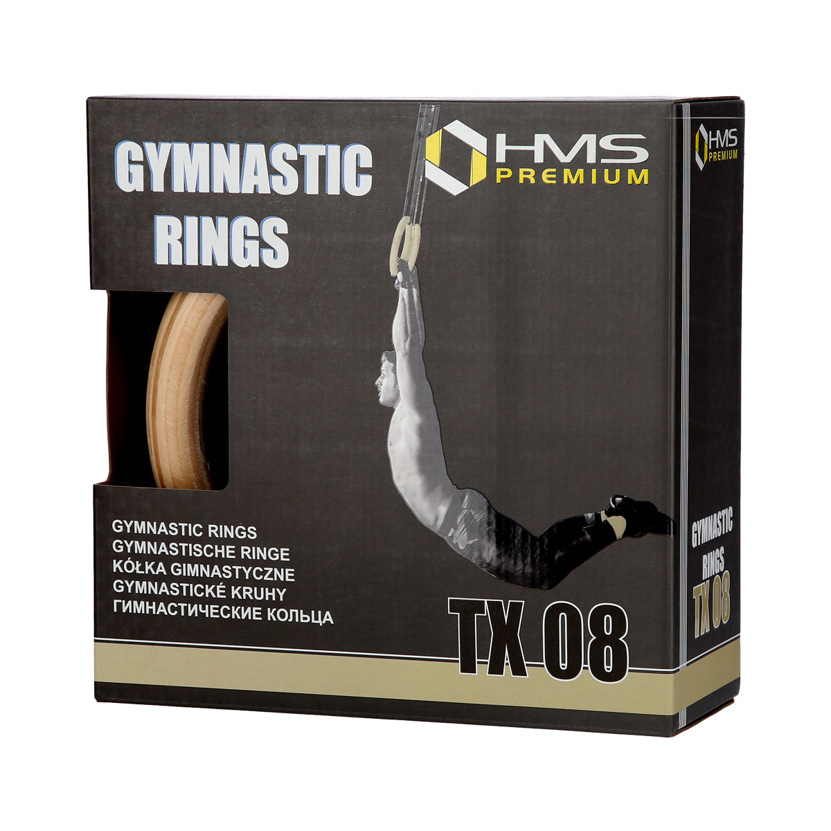 Drewniane kółka gimnastyczne z miarką karabińczyk TX08 Hms Premium