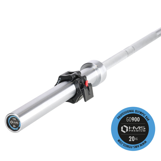 Gryf olimpijski 20kg 2200mm + zg1500 silver zaciski lock jaw (2 szt) GO900 Hms Premium