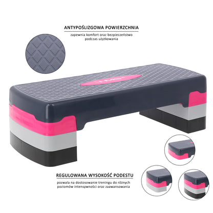 Pink/grey step do aerobiku AS002 Hms