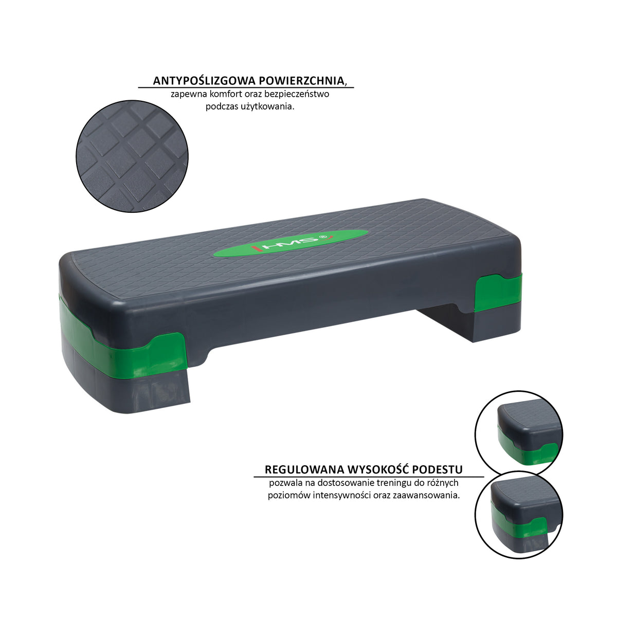 Green/gray step do aerobiku AS003 Hms
