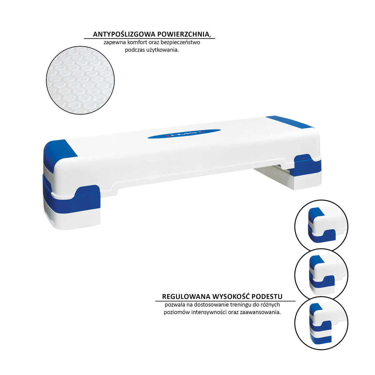 White/blue step do aerobiku AS005 Hms