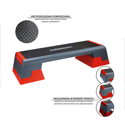 Black/red step do aerobiku premium AS007 Hms