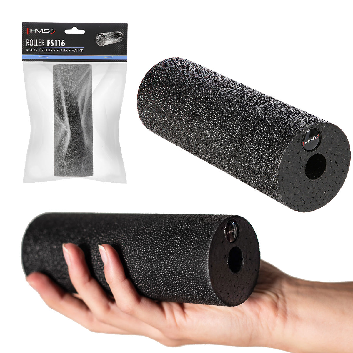 Black 15cm wałek/roller fitness FS116 Hms
