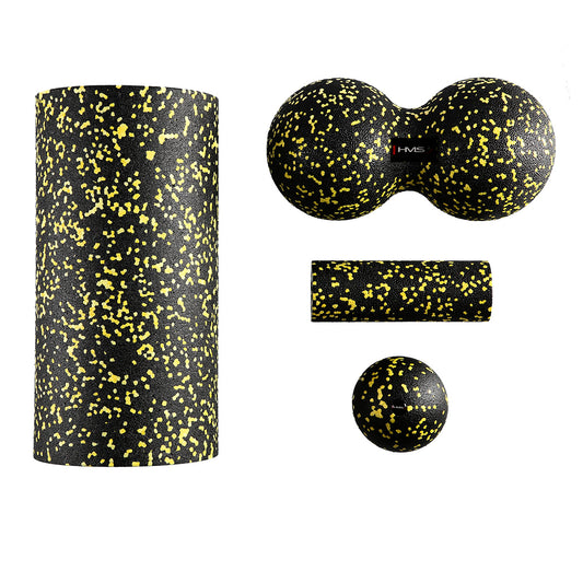 Black-yellow set zestaw do masażu wałki/piłki(4 szt) FSBM04 Hms