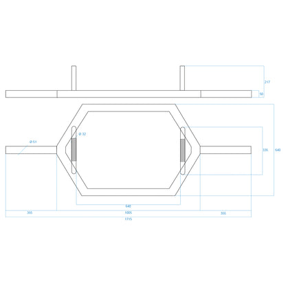 Gryf heksagonalny 28kg 1700mm GHX02B Hms