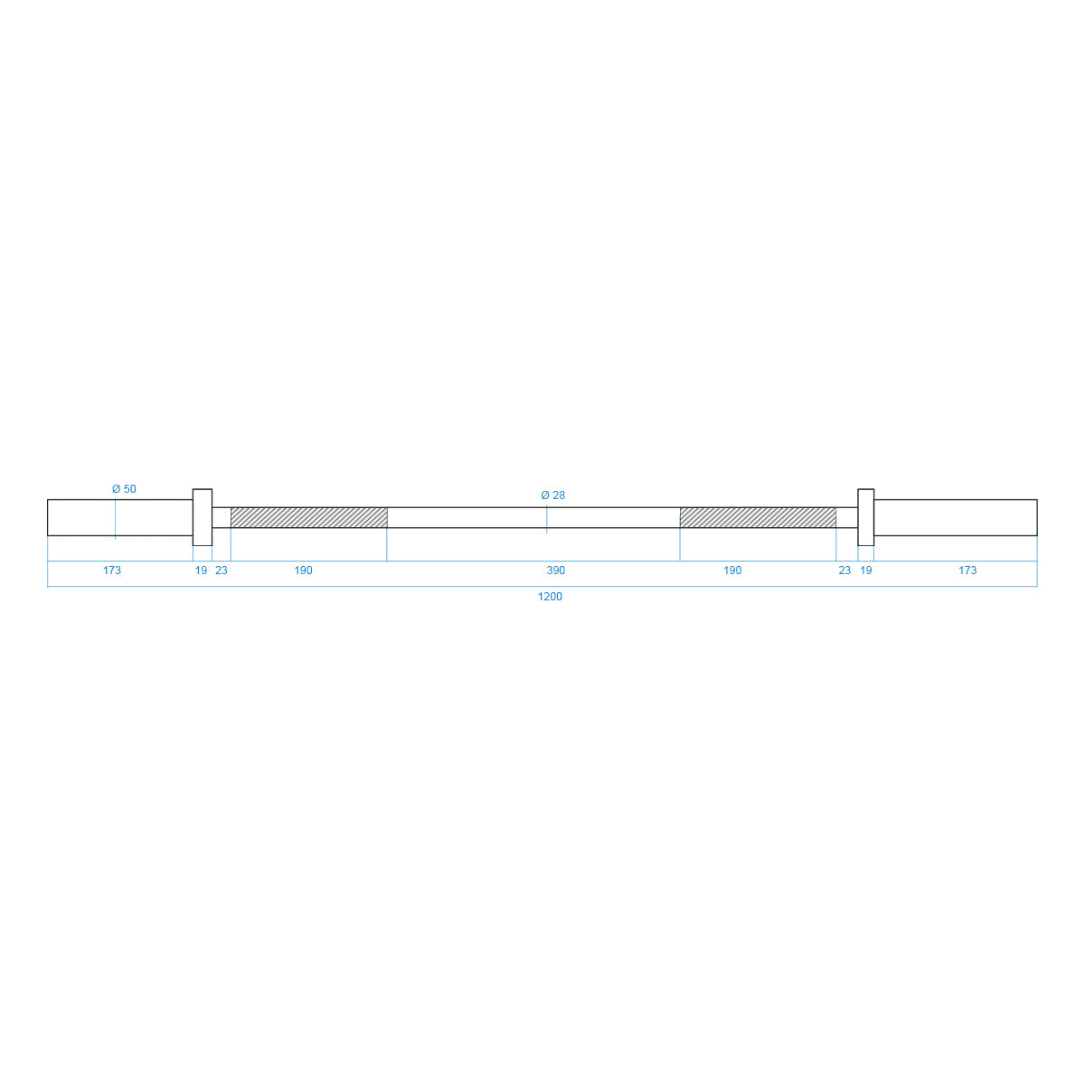 Gryf olimpijski prosty 1200mm + zg1000 red premium GO160 Hms