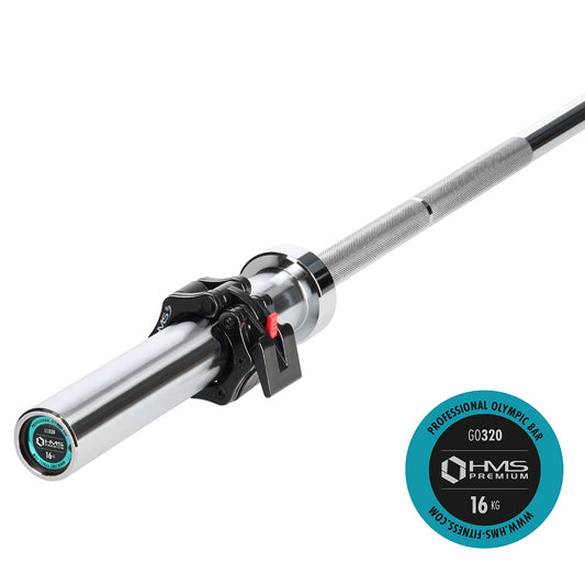 + zg1000 black gryf olimpijski 14,8kg 1830mm zaciskami lock jaw black GO320 Hms Premium