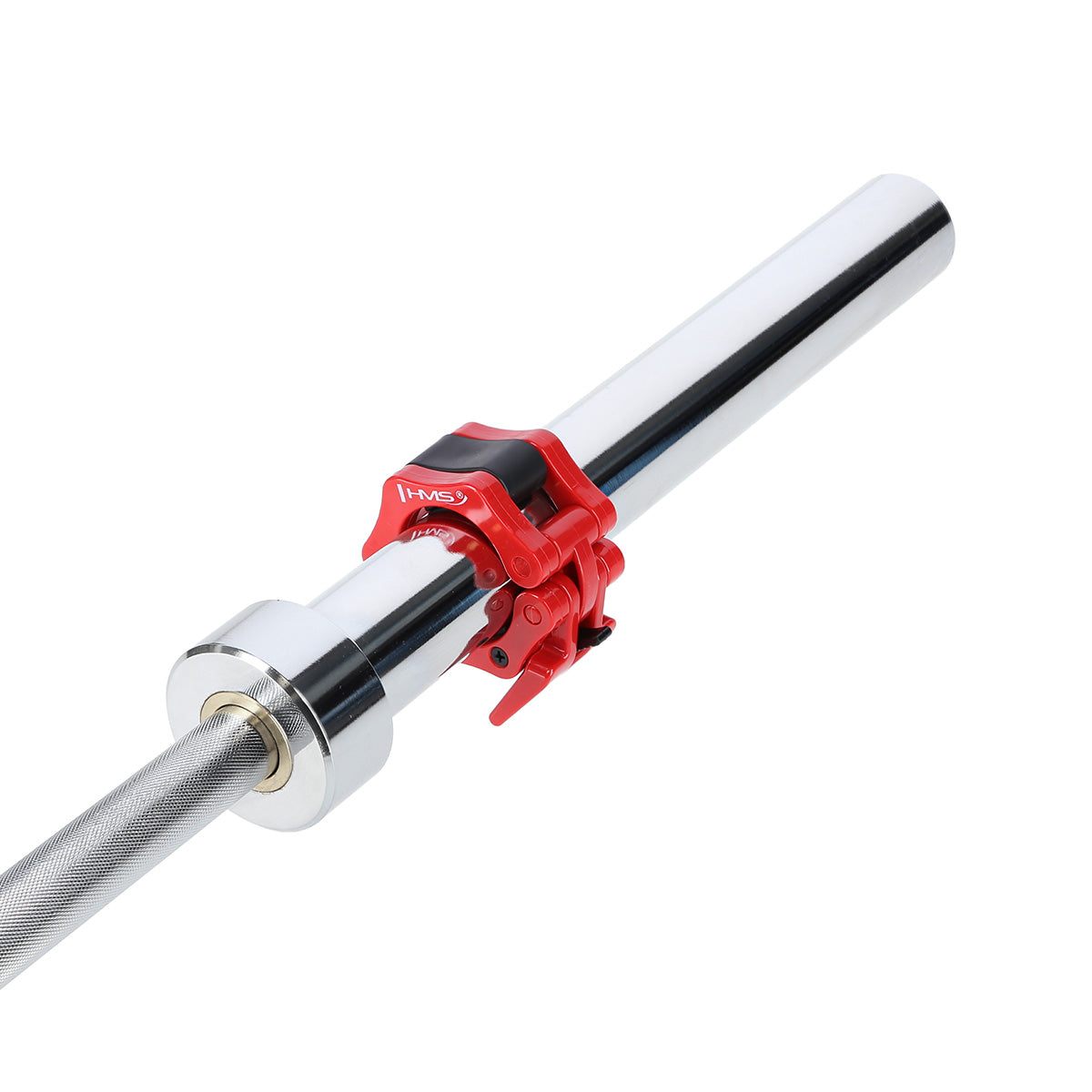 (+ zg1000r) gryf olimpijski 18.5kg 2200mm hms z zaciskami lock jaw red GO450 Hms Premium