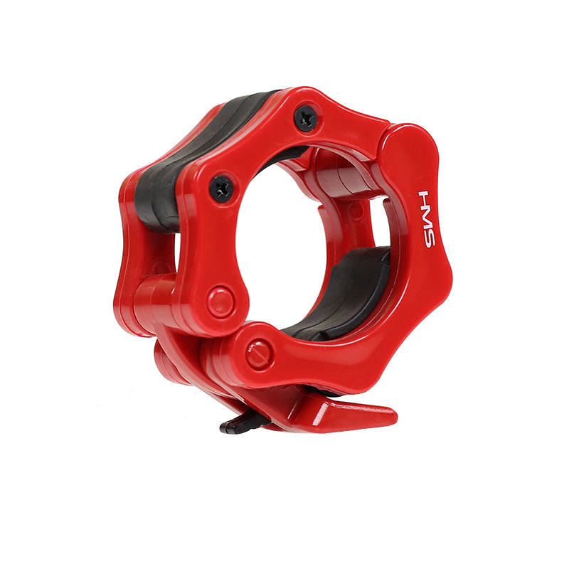 (+ zg1000r) gryf olimpijski 18.5kg 2200mm hms z zaciskami lock jaw red GO450 Hms Premium