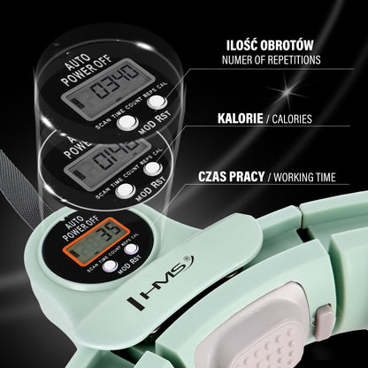 Hula hop green z magnesami i obciążnikiem + licznik HHM13 Hms