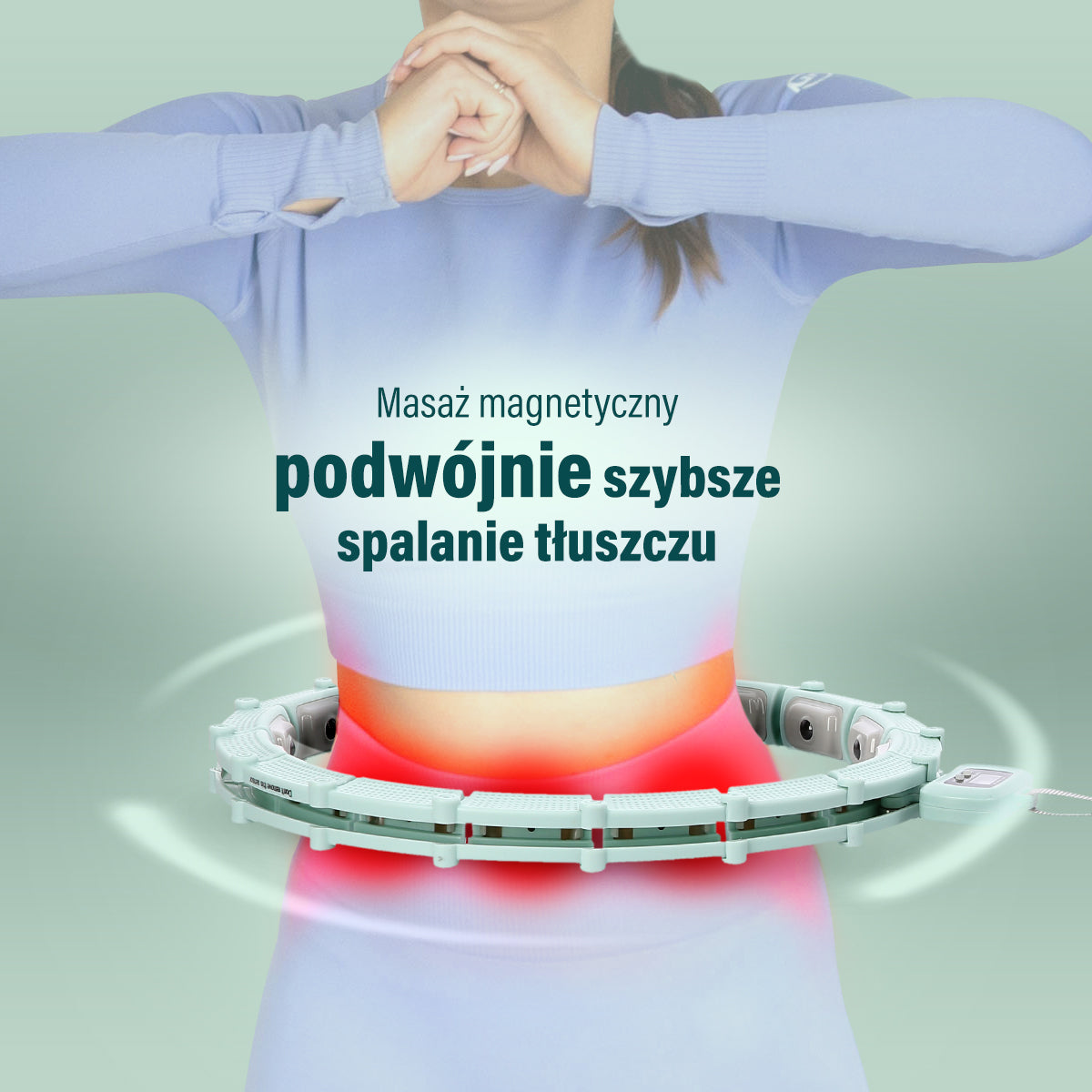 Hula hop green z magnesami i obciążnikiem + licznik HHM14 Hms
