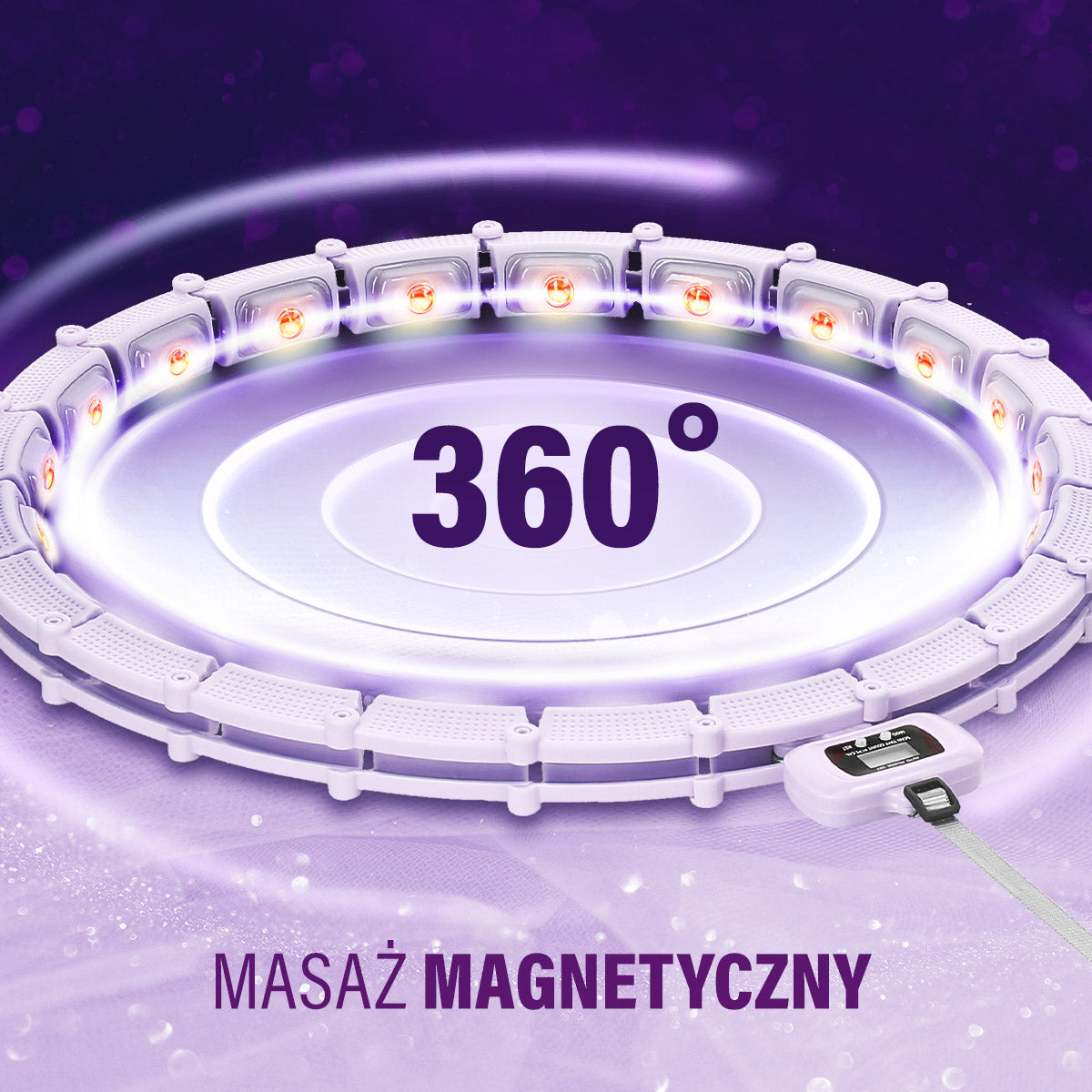 Hula hop violet z magnesami i obciążnikiem + licznik HHM14 Hms