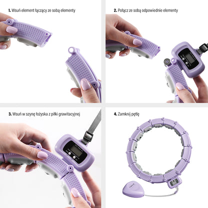 Hula hop violet z magnesami i obciążnikiem + licznik HHM14 Hms