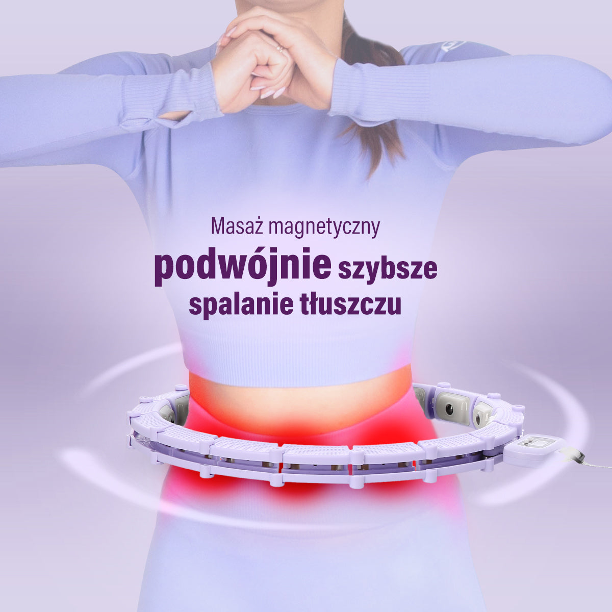 Hula hop violet z magnesami i obciążnikiem + licznik HHM14 Hms