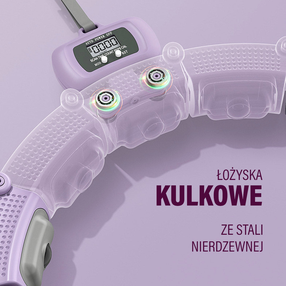 Hula hop violet z magnesami i obciążnikiem + licznik HHM14 Hms