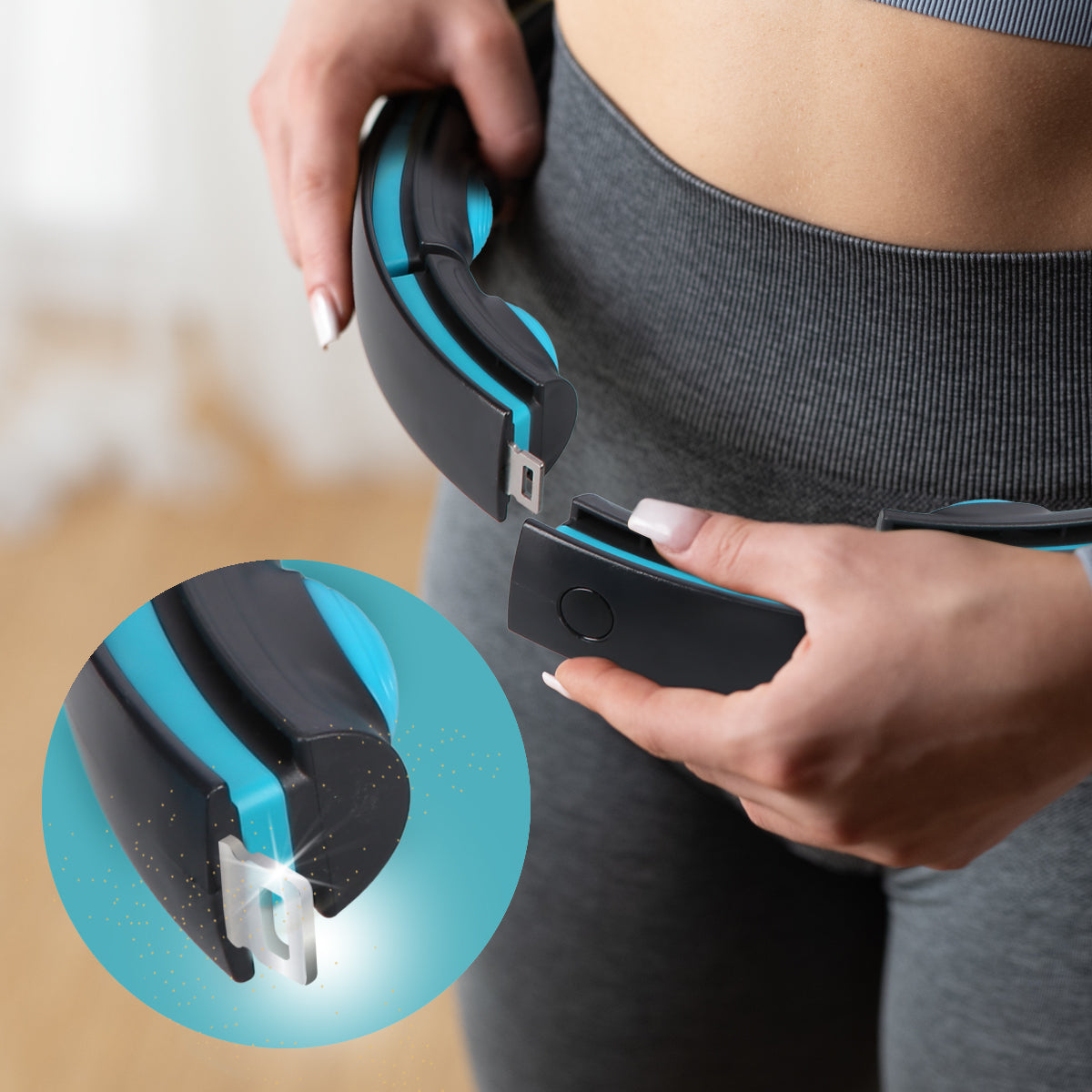 Hula hop black/turquoise z magnesami i obciążnikiem + licznik HHM17 Hms