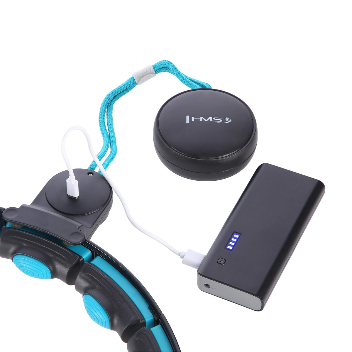 Hula hop black/turquoise z magnesami i obciążnikiem + licznik HHM17 Hms