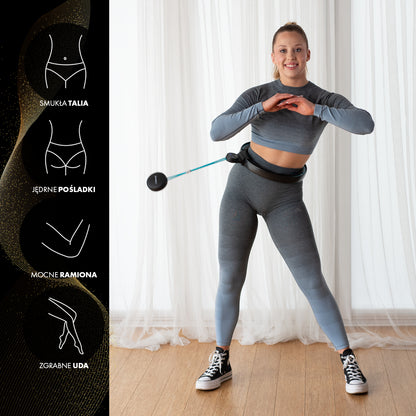 Hula hop black/turquoise z magnesami i obciążnikiem + licznik HHM17 Hms