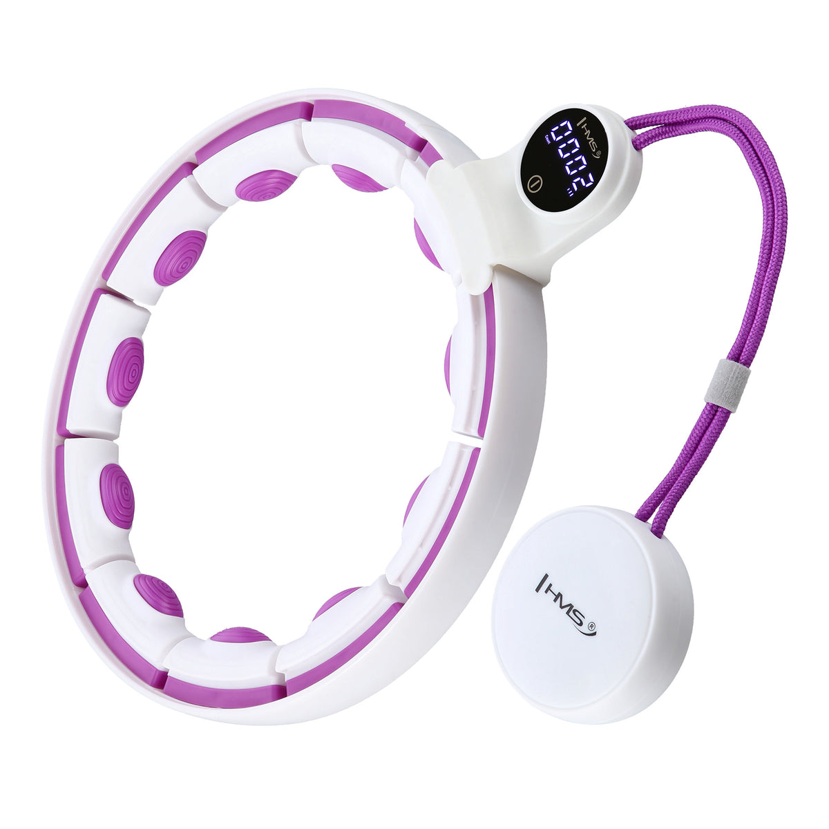 Hula hop white/violet z magnesami i obciążnikiem + licznik HHM17 Hms