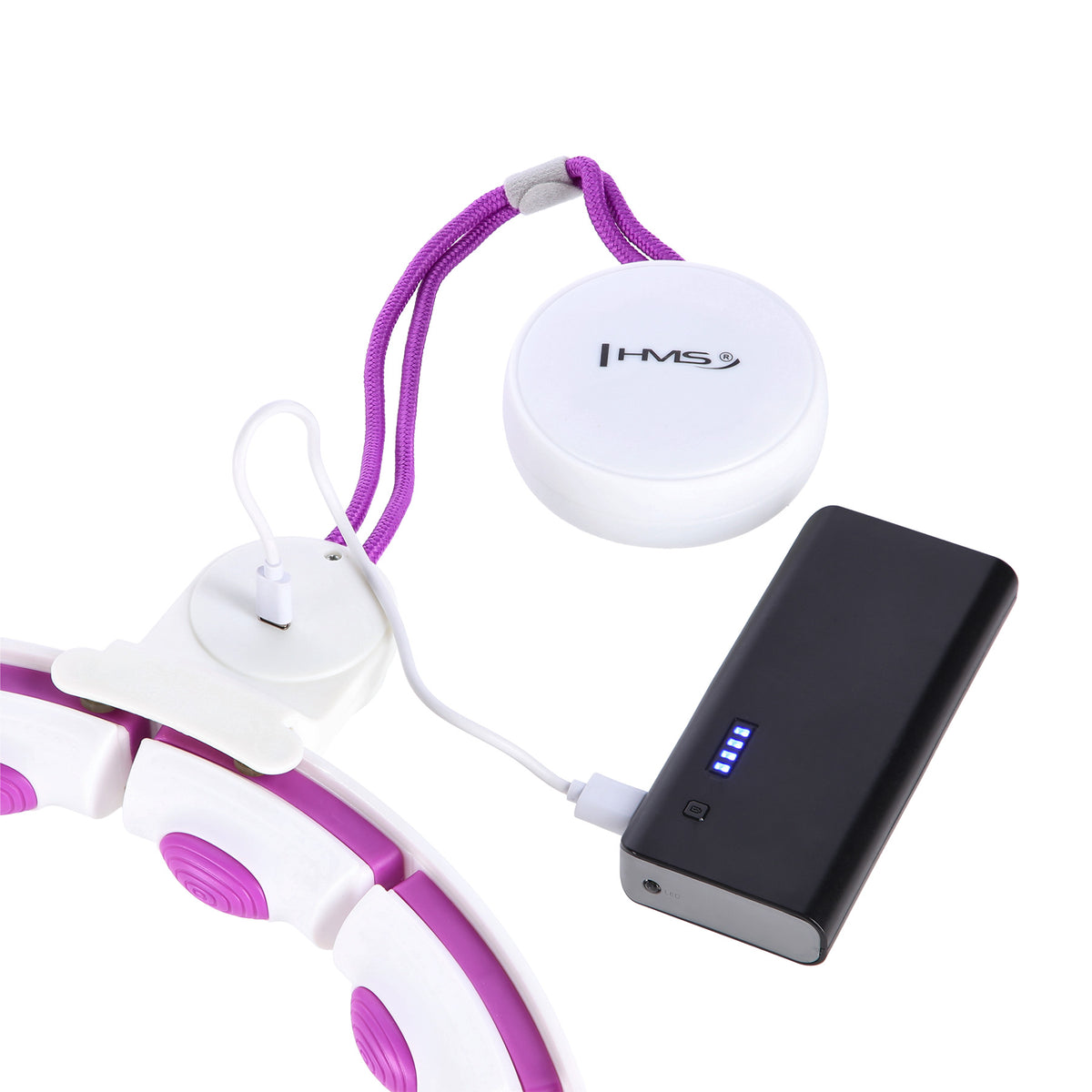 Hula hop white/violet z magnesami i obciążnikiem + licznik HHM17 Hms