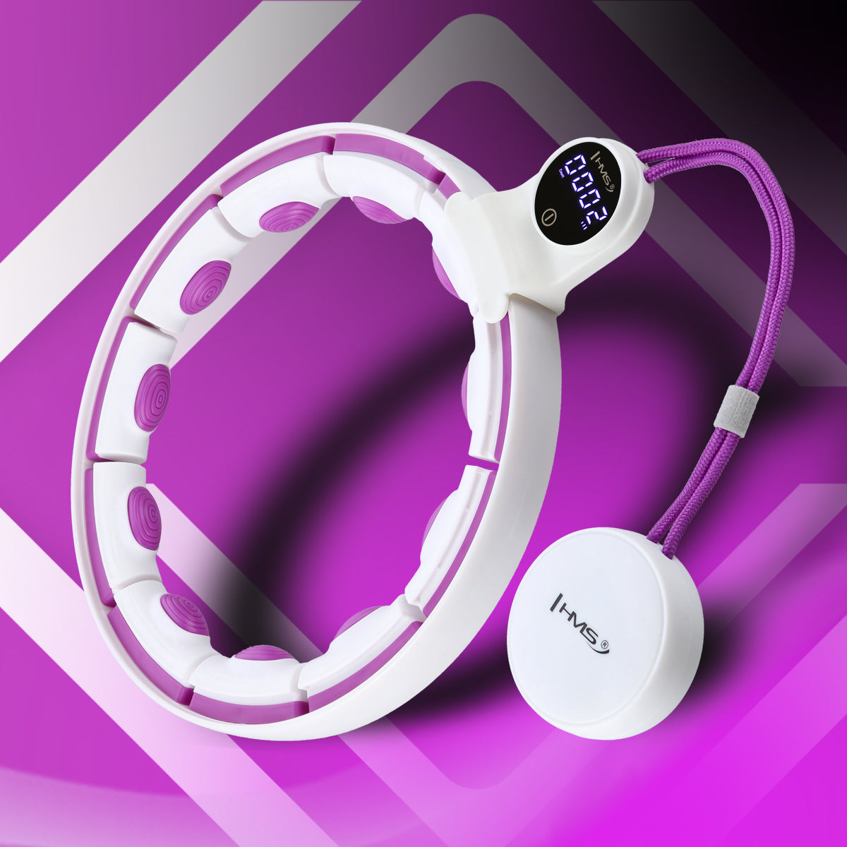 Hula hop white/violet z magnesami i obciążnikiem + licznik HHM17 Hms