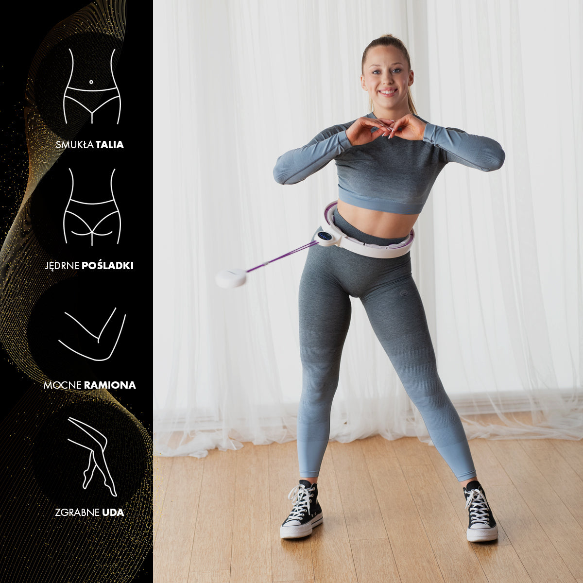 Hula hop white/violet z magnesami i obciążnikiem + licznik HHM17 Hms
