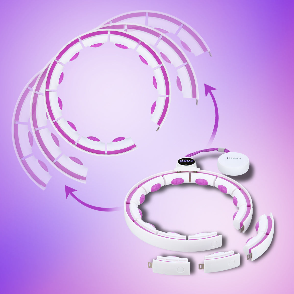 Hula hop white/violet z magnesami i obciążnikiem + licznik HHM17 Hms