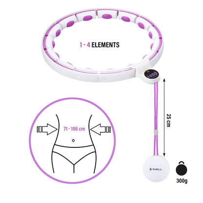 Hula hop white/violet z magnesami i obciążnikiem + licznik HHM17 Hms