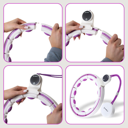Hula hop white/violet z magnesami i obciążnikiem + licznik HHM17 Hms