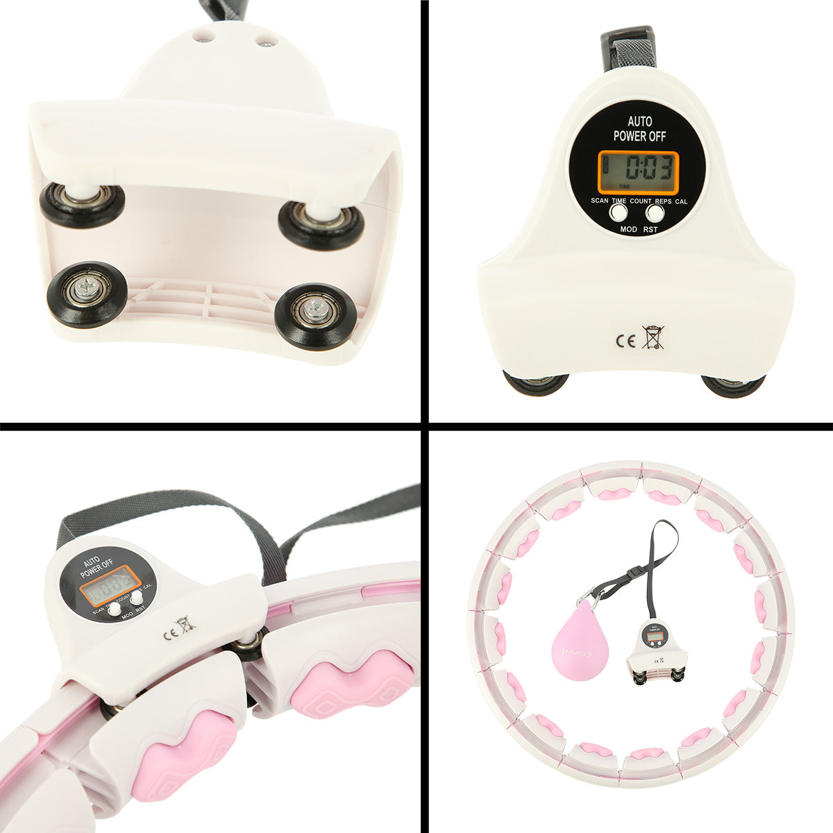 Hula hop pink z wypustkami i obciążnikiem + licznik HHW06 Hms