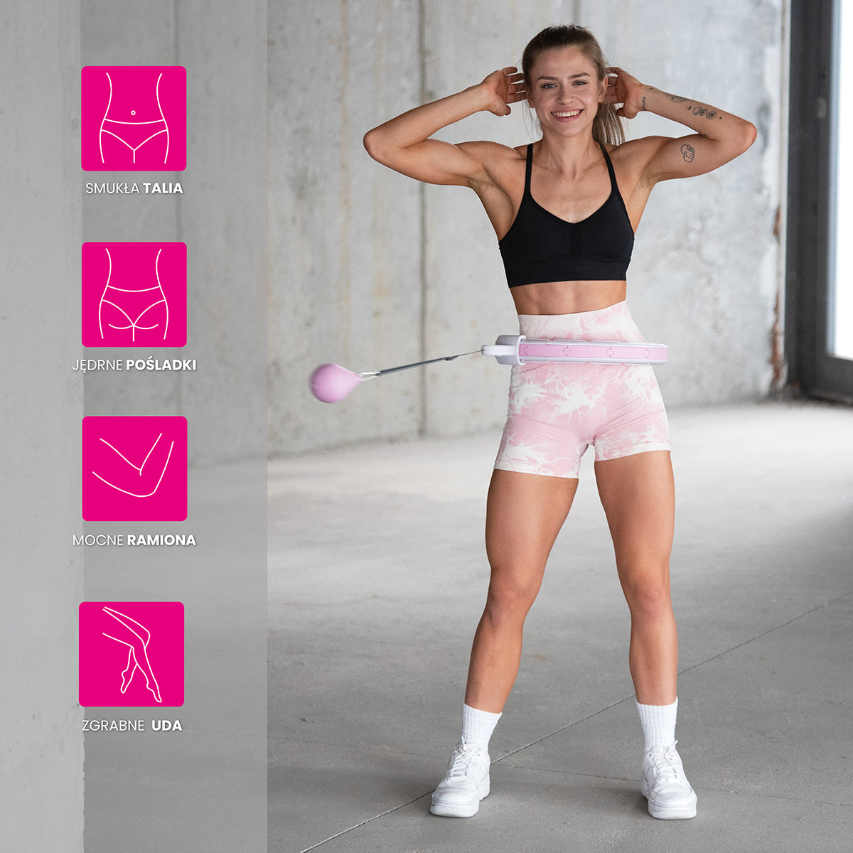 Hula hop pink z wypustkami i obciążnikiem + licznik HHW06 Hms