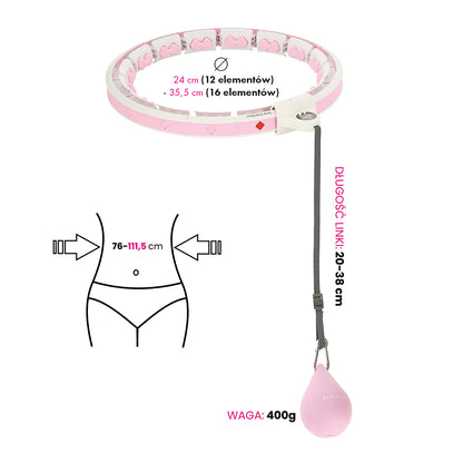 Hula hop pink z wypustkami i obciążnikiem + licznik HHW06 Hms